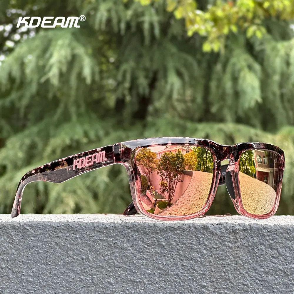 KDEAM Unisex Square Sunglasses Polarized Flash With Stylish Mirrored Pink Sun Glasses Colors KD332 250221