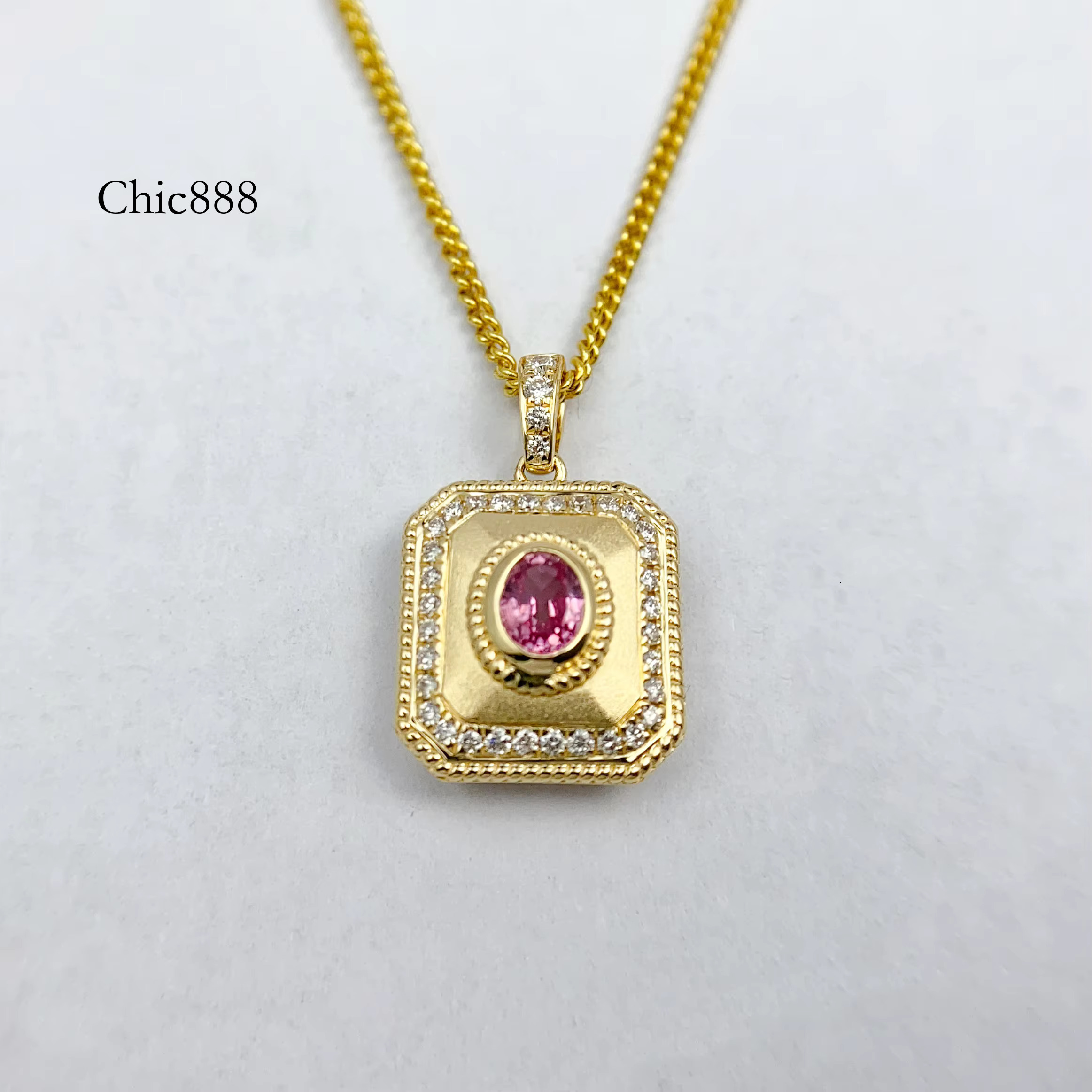 Ruby Dia Charm Pendants Necklace 14K Gold Plating Oval Red Necklaces Women's Jewelry Sier Custom Pendant