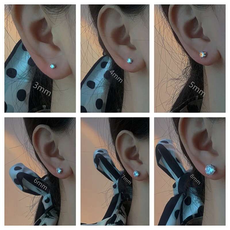 1Pair Stainless Steel Tragus Stud Earrings for Women Men Round Cubic Zirconia Flat Screw Back Ear Piercing 3-8MM Jewelry