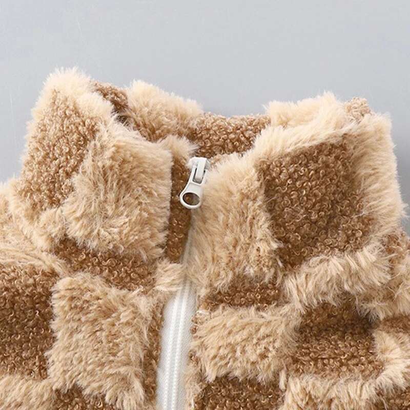 Ddmyshoesvip Thermal Fleece Jacket Boys Winter Warm Faux Fur Coat Girls Princess Outwear Fashion Plush Zipper Sweater Kids Clothes New