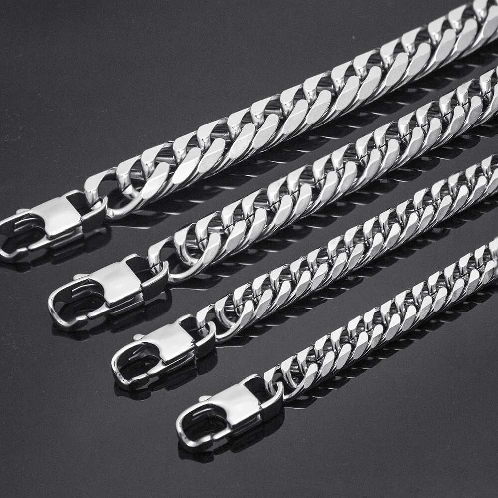 HNSP 8mm-14mm Stainless Steel Bracelet For Men Punk Male Thick Hand Chain Bikes Motorcycle Jewelry Accessories