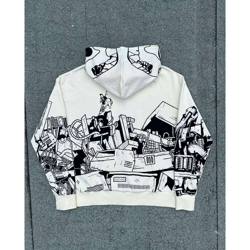 New printed Y2K Harajuku cardigan zipper hooded sweatshirt