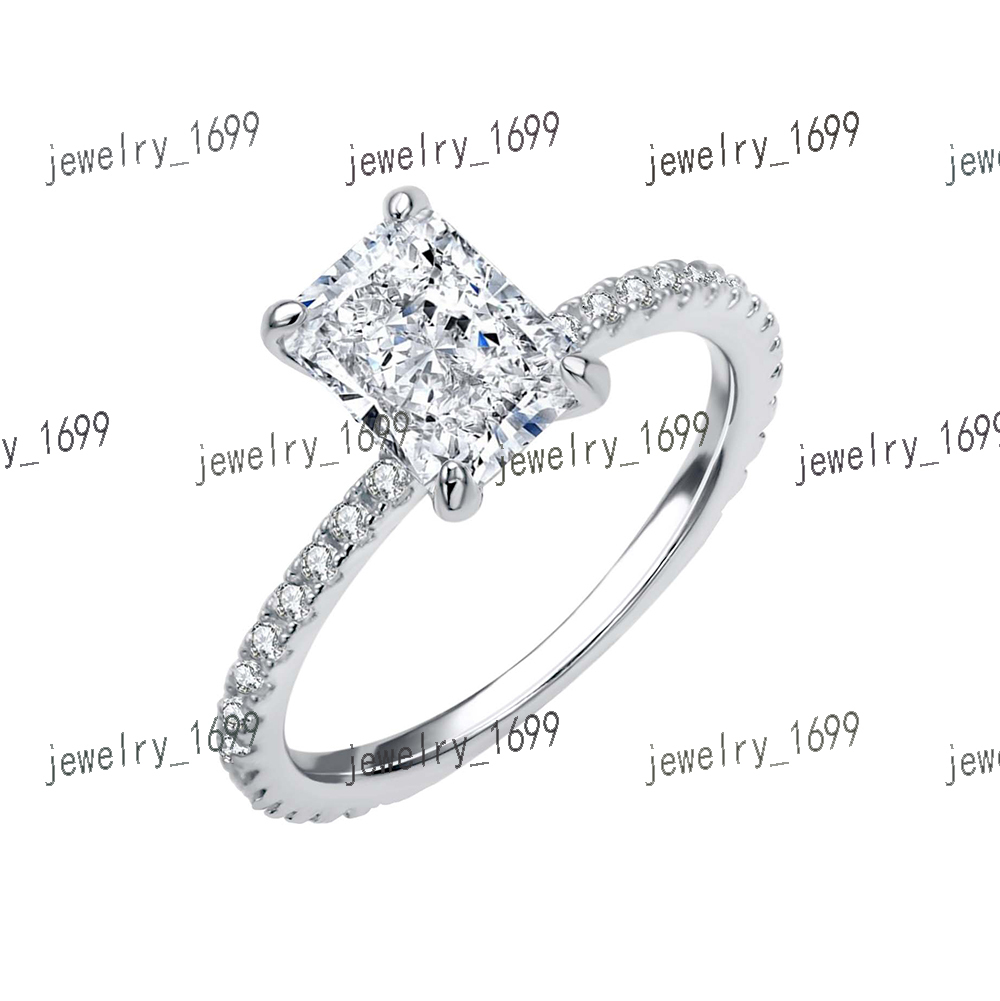 Classical Square Radiant Cut Dainty Diamond Gemstone Eternity Wedding Bands 925 Sterling Silver Mini Jasmine Ring