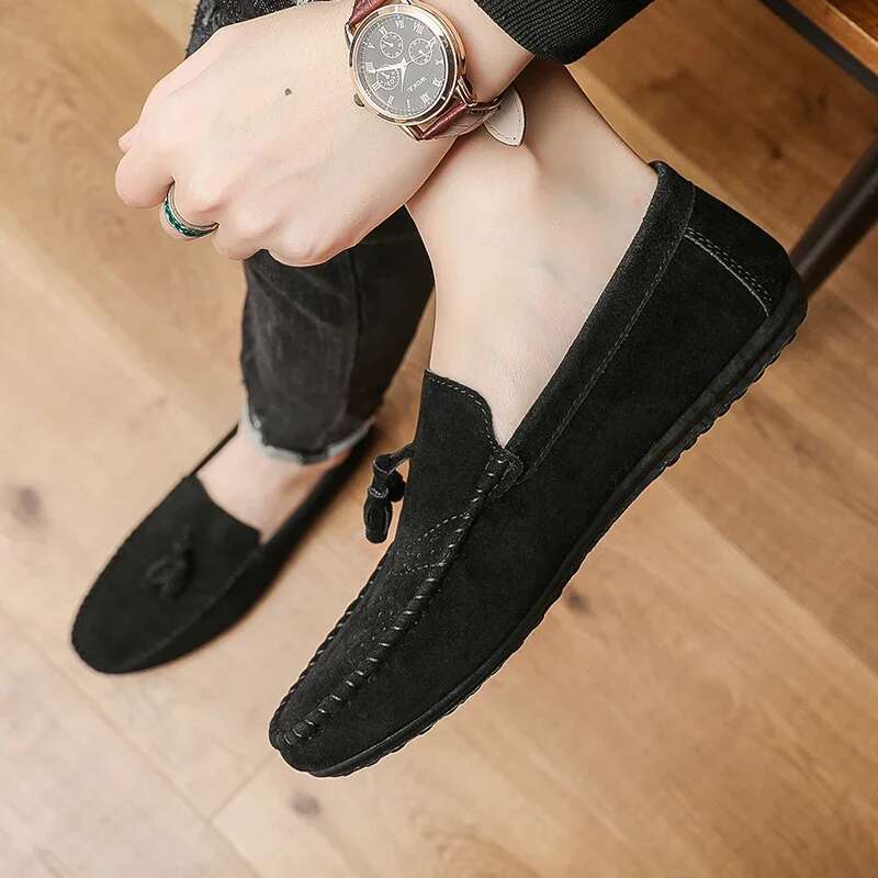 Fashion Suede Men Casual Brand Mens Loafers Breathable Comfort Slip-On Leather Driving Lazy Shoes Moccasins