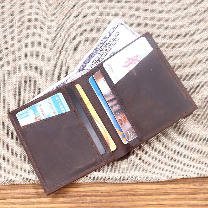 Genuine Leather Wallet For Men Male Vintage Cowhide Short Bifold Small Slim Mens Purse Card Holder With Zipper Coin Pocket 250228