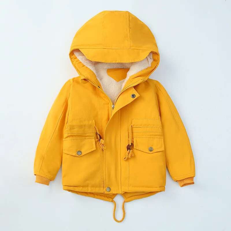 Ddmyshoesvip Boys Girls Winter Jacket Children Plus Veet Thick Warm Coats Kids Fashion Zipper Outwears Autumn Hooded Windbreaker Clothing