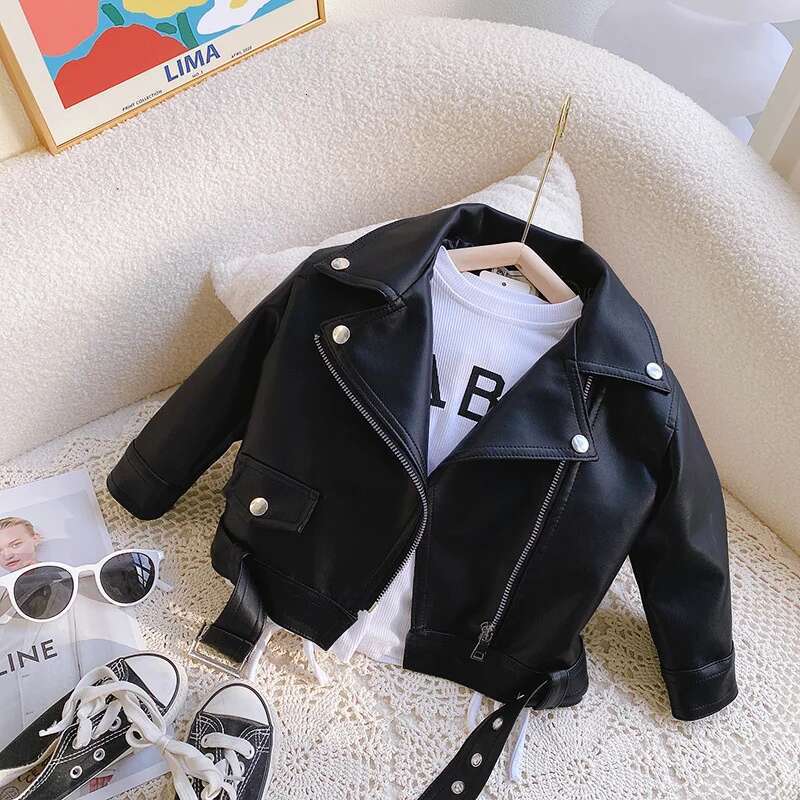 Ddmyshoesvip Autumn New Leather Jackets For Years Children Classics Fly Coats Kids Clothing Baby Girls Fashion Pu Outerwear