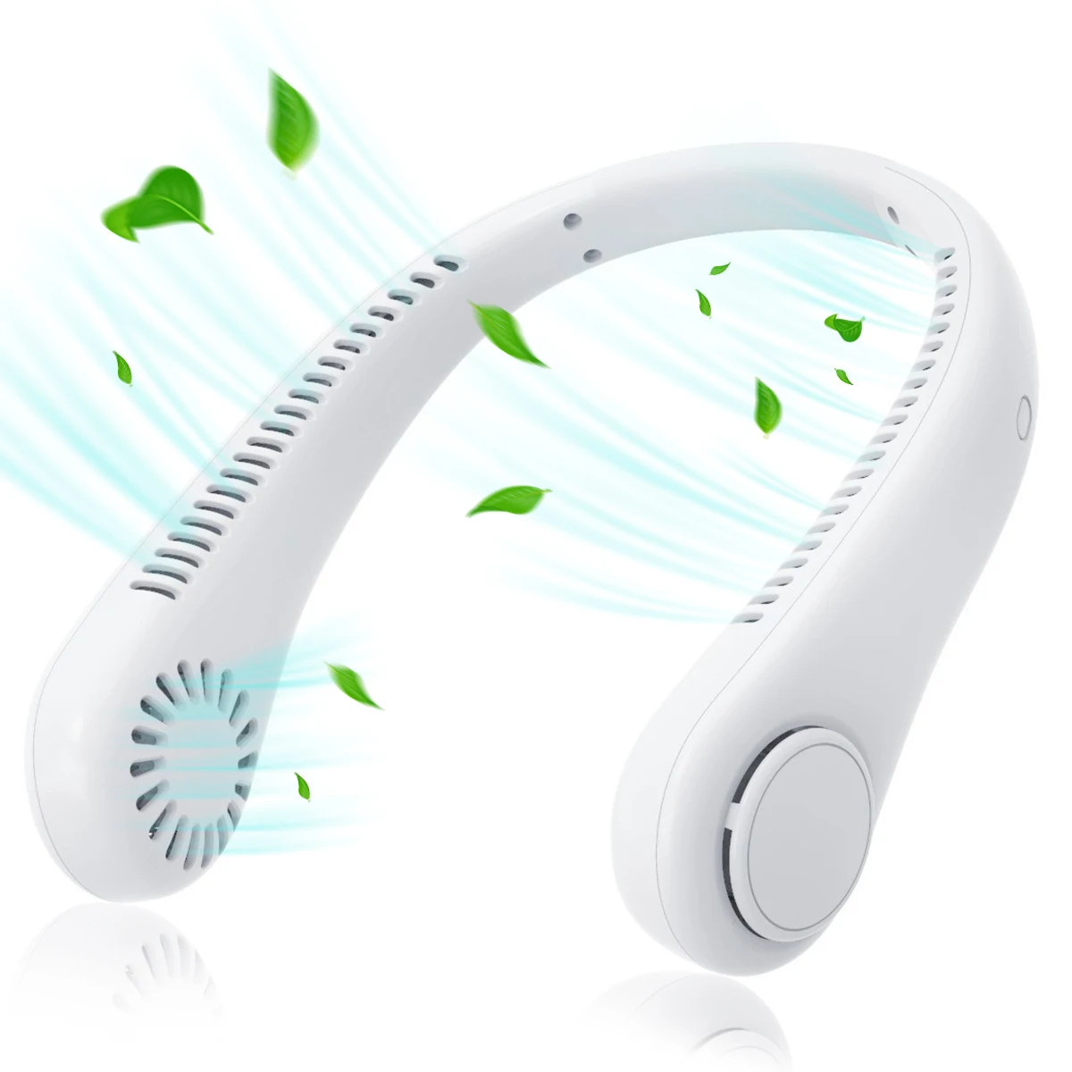2024 Leaf Less Neck Hanging Small Fan USB Charging Outdoor Portable Portable Sports Neck Hanging Fan Essential for Lazy People