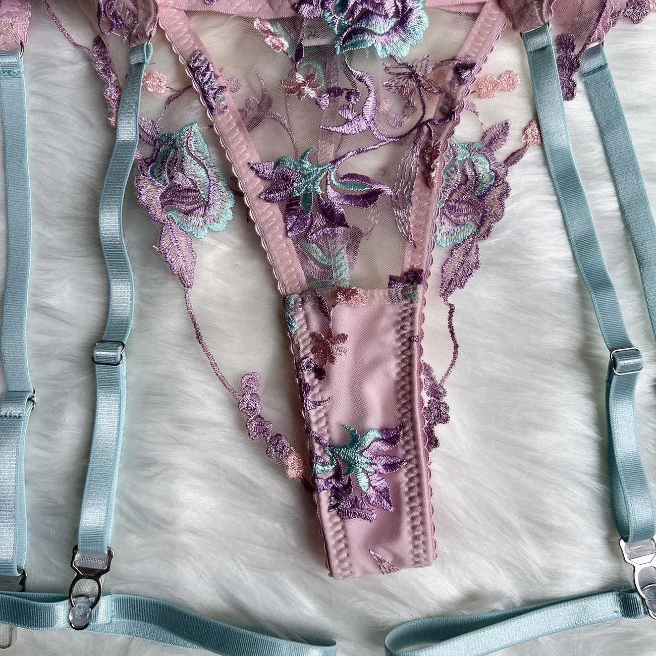 Ellolace Fairy lingerie floral transparent lingerie ruffle pendant close fitting exquisite lingerieXJ250301