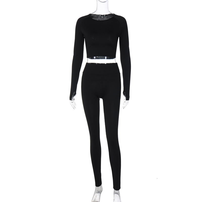 Women's New Summer New Product Fashionable Long Sleeve Top Slimming High Elasticity Sports Yoga Pants Set