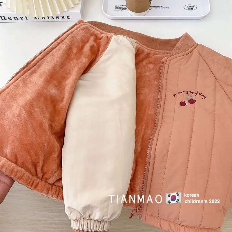 Ddmyshoesvip INS Fashion Children Baseball Jacket Winter Toddler Kids Thicken Warm Coat Girls Sport Zipper Clothes Years Outwear