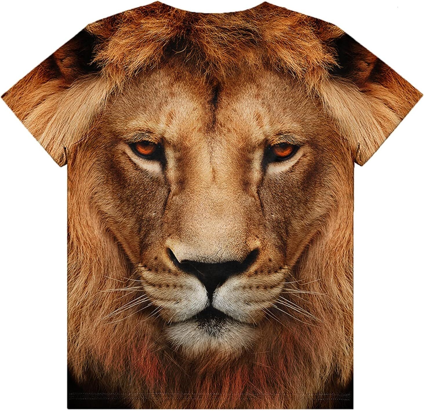 Mens T shirt Teens Boys Girls Shirts 3D Print Colorful Design Graphic Tee Shirt with Short Sleeve tee Casual tops summer clothes Lion pattern