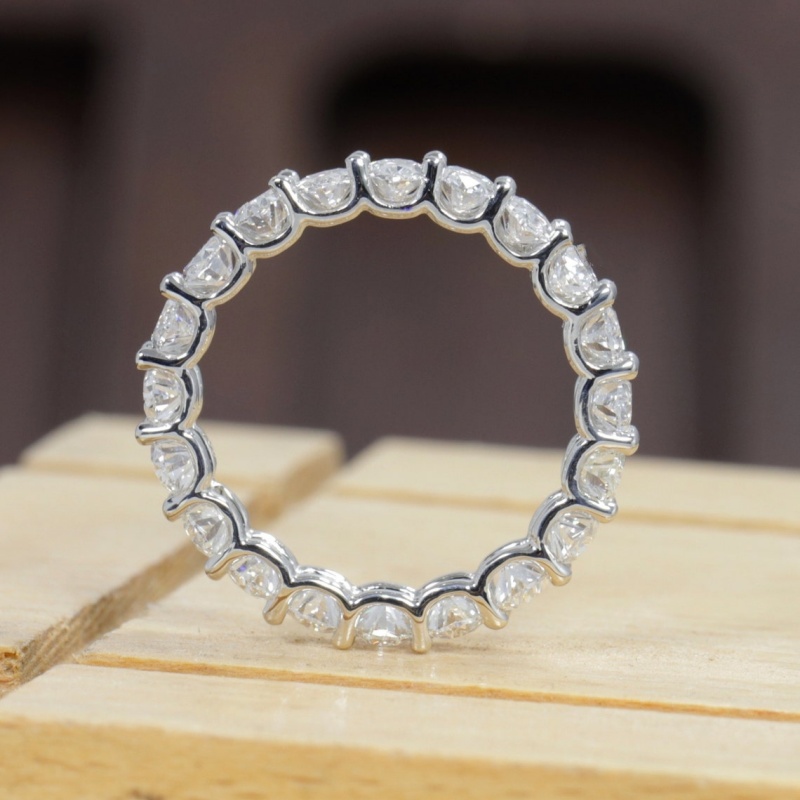 18K White Solid Gold 5.2*3.6mm Oval Cut Full Prong Set Luxuery Stackable Ring For Women Lab Grown Diamond VCD HPHT Women Gold Ring