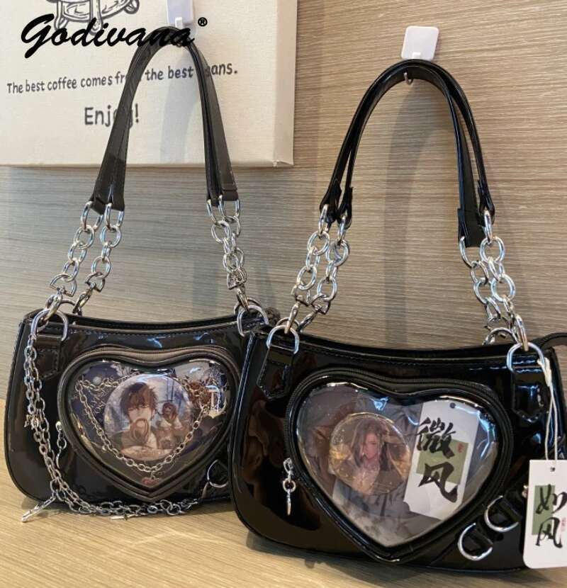 Original Love Pain Asian Culture Hot Girl Sweet Cool Y2k Underarm Bag Women Students Cartoon Backpack Leather Shoulder Bags