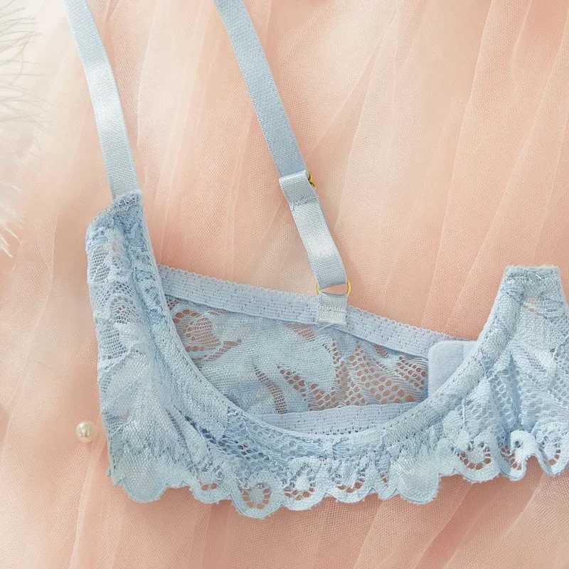 Tornova Adult Sexy Underwear Set Low Cut Breast Exposed Lace Embroidery See Through Sexy Open Back No Detachment Underwear NewXJ250301