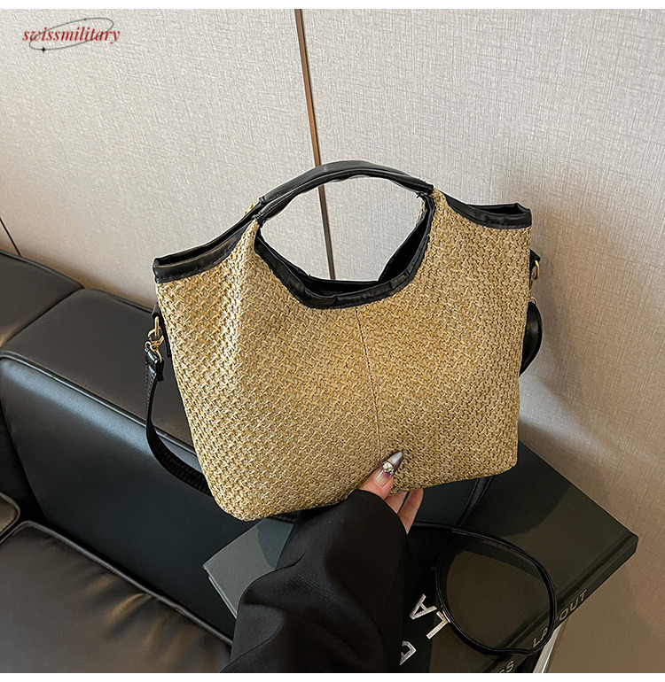 Leisure Summer Fashion 2025 Fashionable Western Style Travel Beach One Shoulder Straw Weaving Handbag #swissmilitary