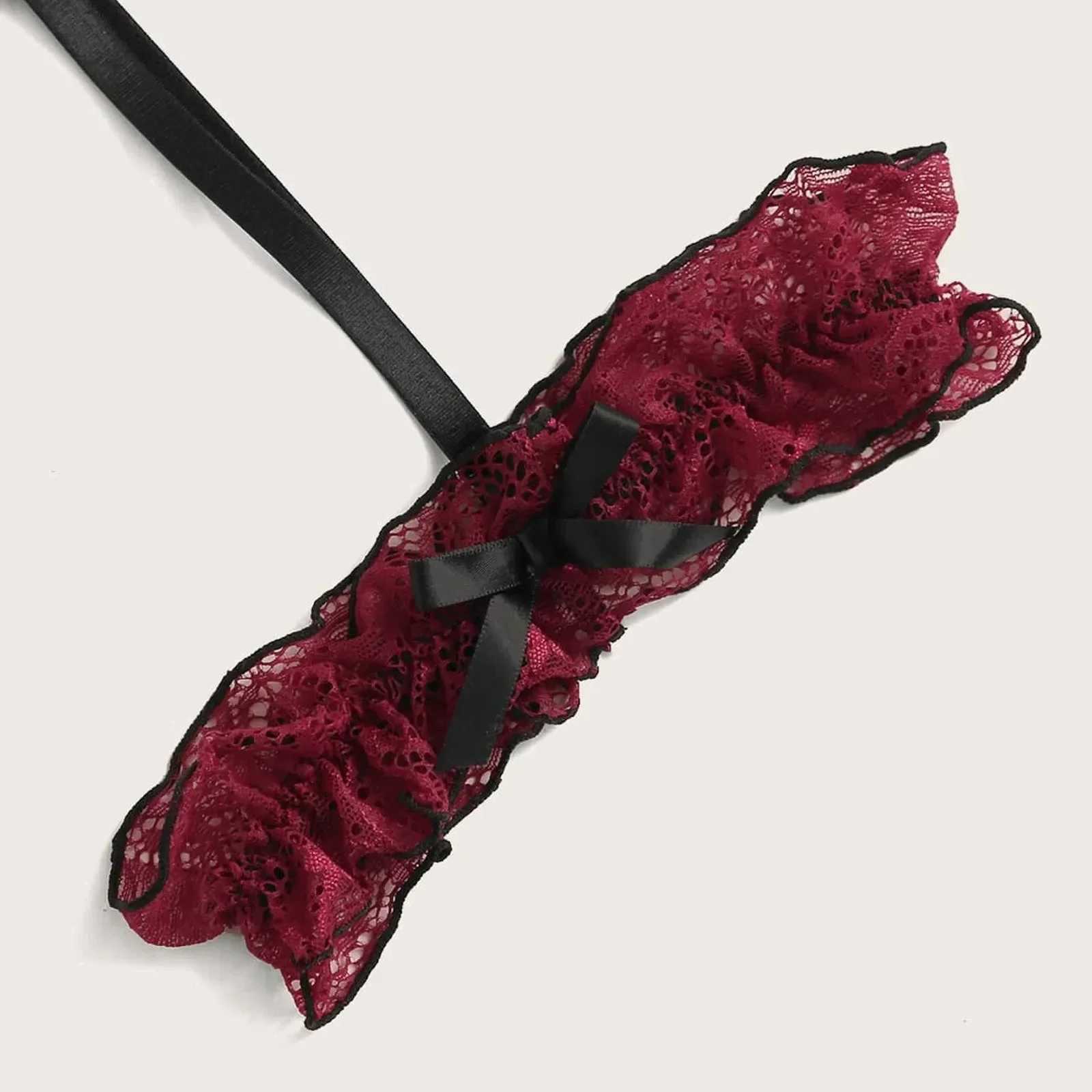 Sexy lace Crotch lingerie set suspender neck hollow bra lingerie bandage pajamas steel ring suspender lingerie set sexyXJ250301