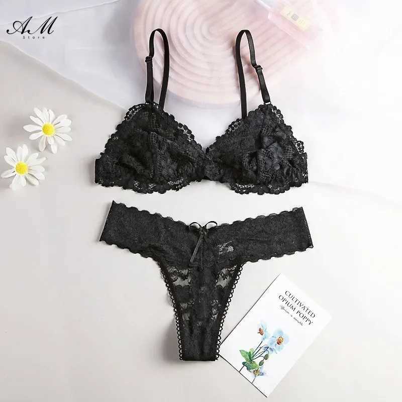 Sexy Lace Women Underwear Set Seamless Wire Free Bra Sets Hollow Out Bra and Panty Sets for Women Embroidery Intimates LingerieXJ250301