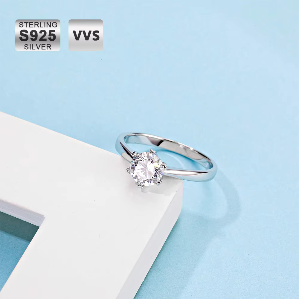 KRKC Wedding Rings Jewelry Women Real Sier VVS Moissanite 1 Ct Lab Grown Eternity Dia Engagement Ring