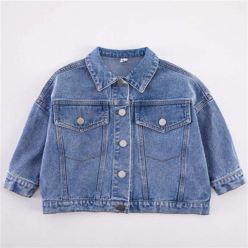 Ddmyshoesvip Spring Fall Boys And Girls Casual All Match Denim Jackets Years Kids Turn Down Collar Long Sleeve Coat Children Loose Tops