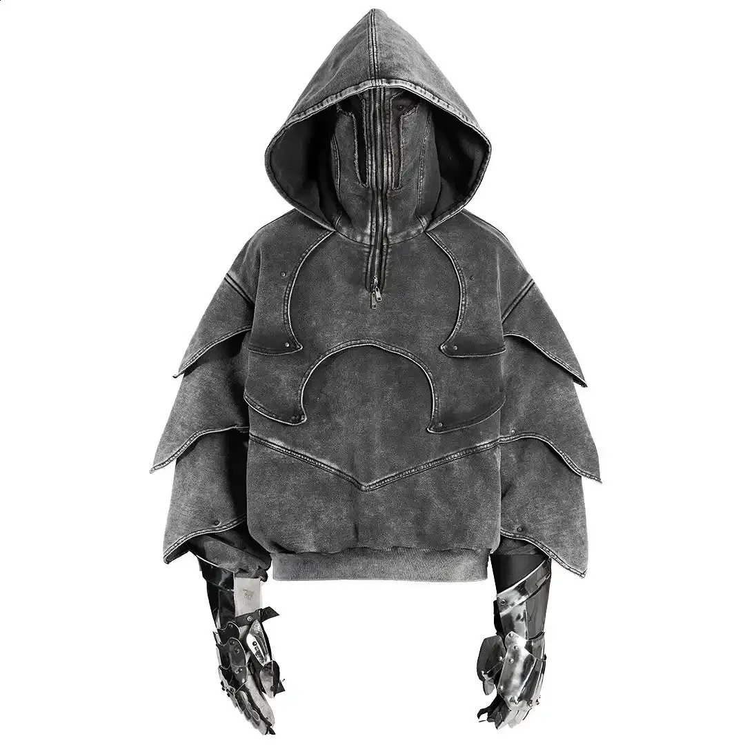 Mens Splicing Hoodie Y2K Gothic Cowboy Floral Retro Trend Unisex Large Casual Hoodie 250225