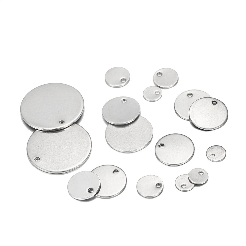 50-200pcs Custom Order Laser Engraved Stainless Steel Charms Personalized Round Custom Round Disc Jewelry Tags 250222
