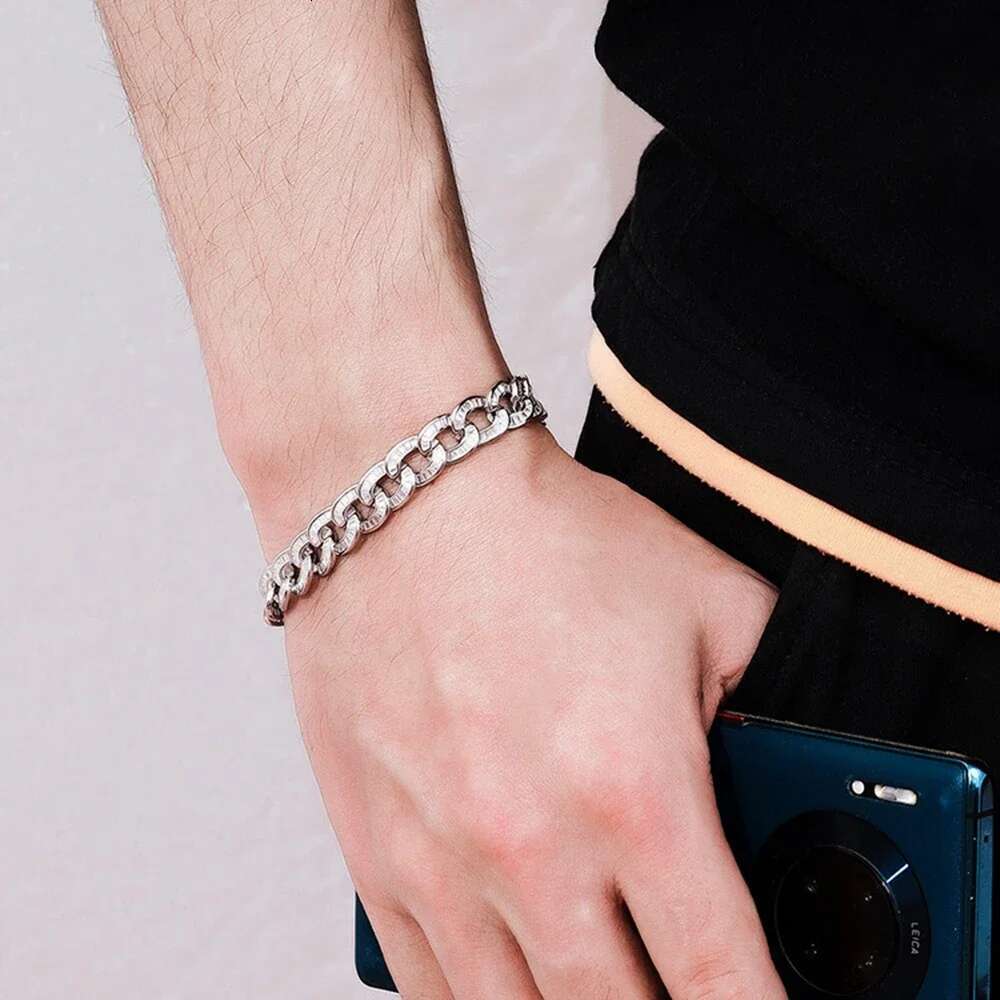 shop Hip Hop Rock Sterg Sier 10MM Simulated Moissanite Gemstone Cuban Chain Bracelet Fine Jewelry Wholesale