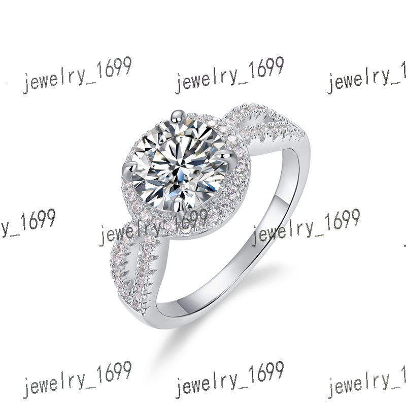 Light Luxury Moissanite Engagement Ring Pure Silver White Gold Plated Rings For Women Wedding Gift