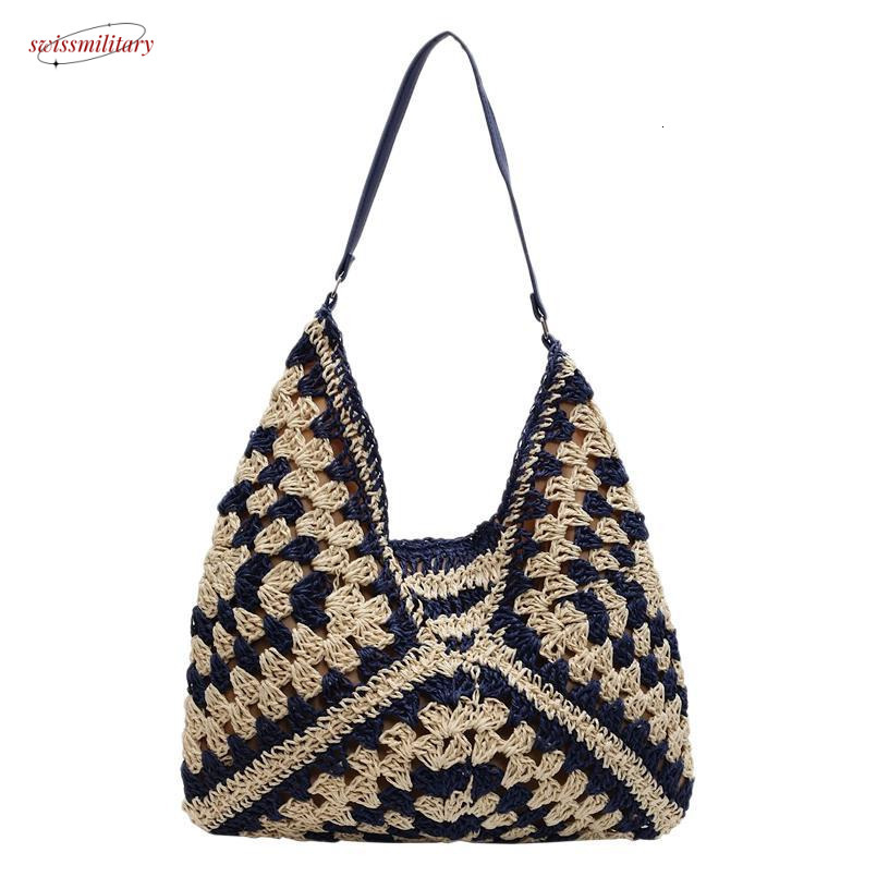 2025 Large Capacity for Women Summer Seaside Vacation Straw Woven Versatile Commuter Single Shoulder Tote Bag #swissmilitary