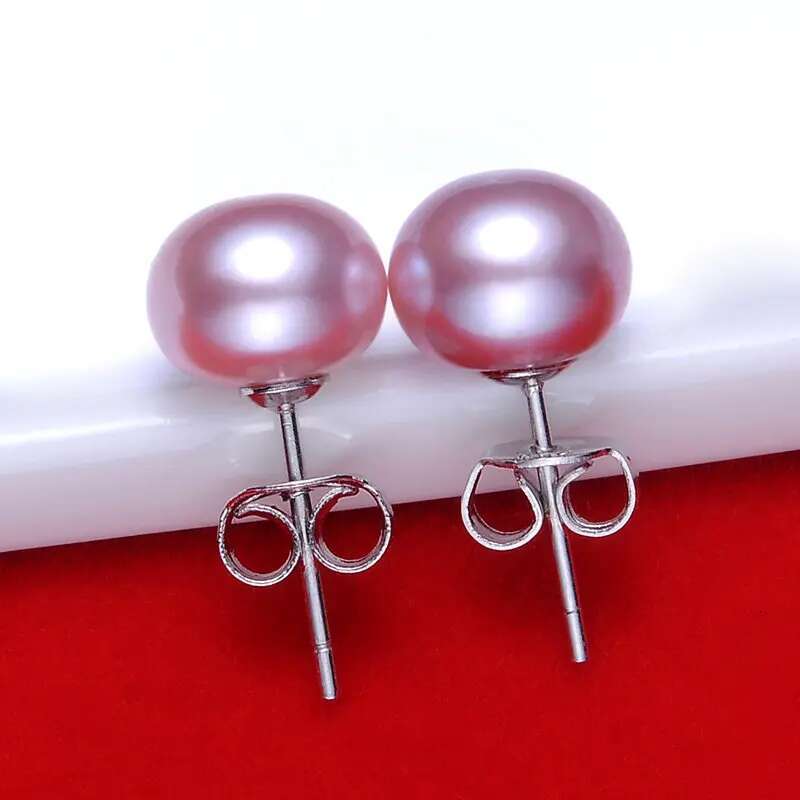 Natural Freshwater Pearl Stud Earrings Real Sterg Sier Earring For Women Jewelry Fashion Gift