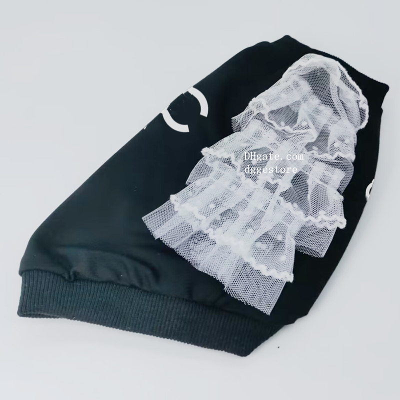 free shipping Designer with White Lace Clothes Summer Schnauzer T-Shirts Soft Elastic Breathable Puppy Shirts for Small Dog Medium Cats Black XXS Y207
