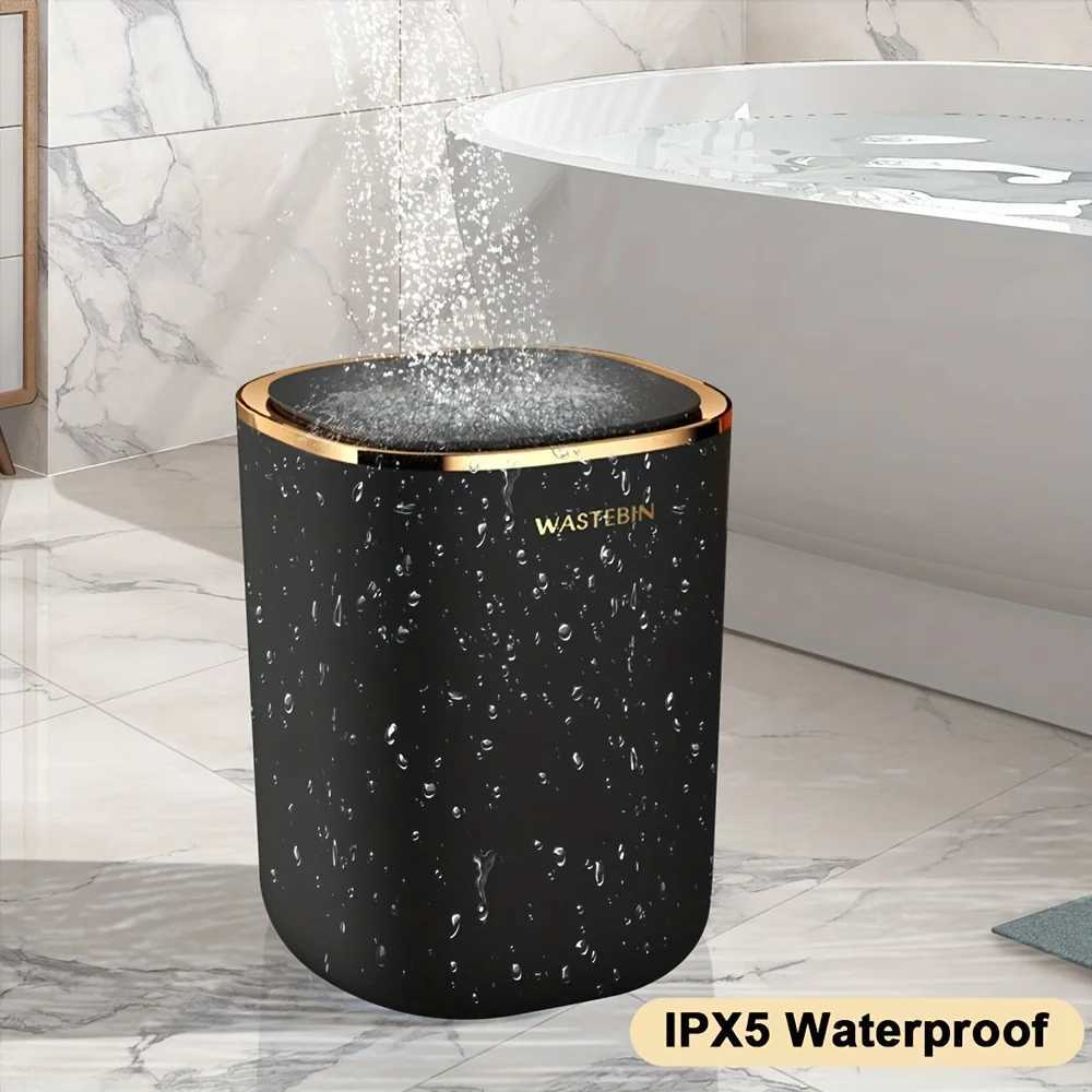 Bathroom Smart Sensor Trash Can 12L Luxury Garbage Bucket Autatic Trash Bin For kitchen Toilet Wastebasket Smart He Y250301