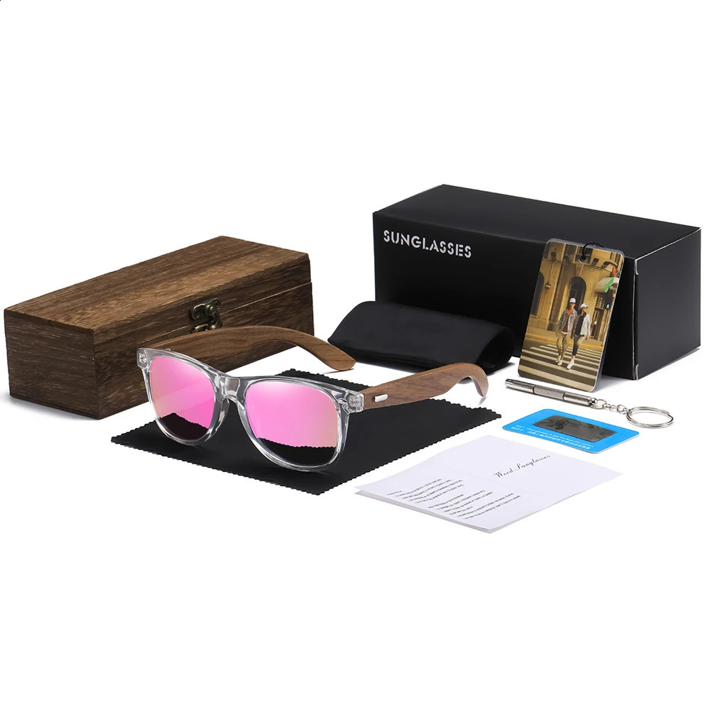 GM Advanced Walnut Wood Transparent Color Frames Ultralight Sunglasses Men Womens Polarized Delicate Fashion Sunglasses 250221