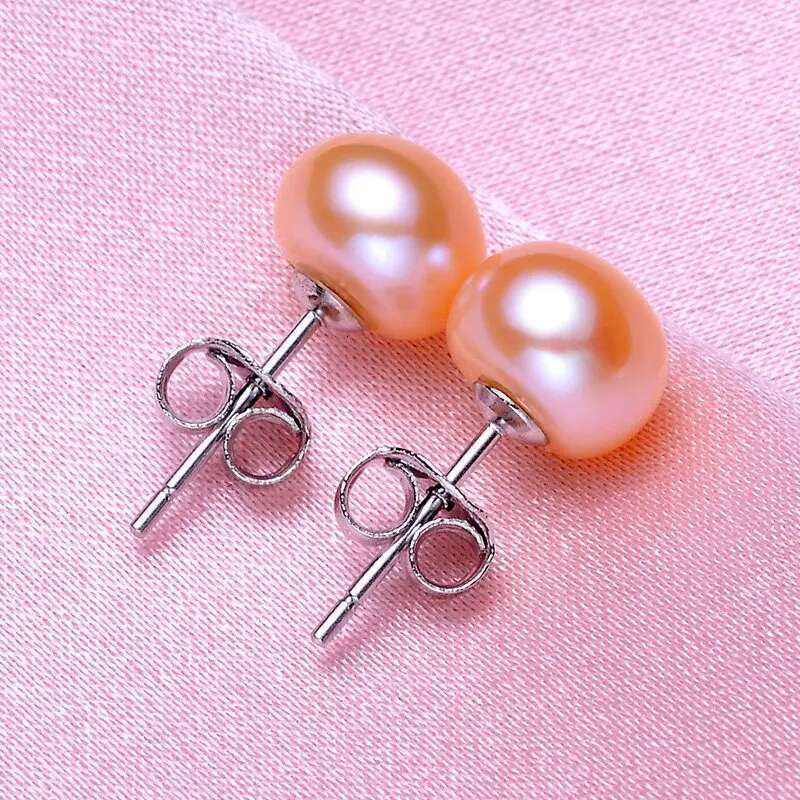 Natural Freshwater Pearl Stud Earrings Real Sterg Sier Earring For Women Jewelry Fashion Gift