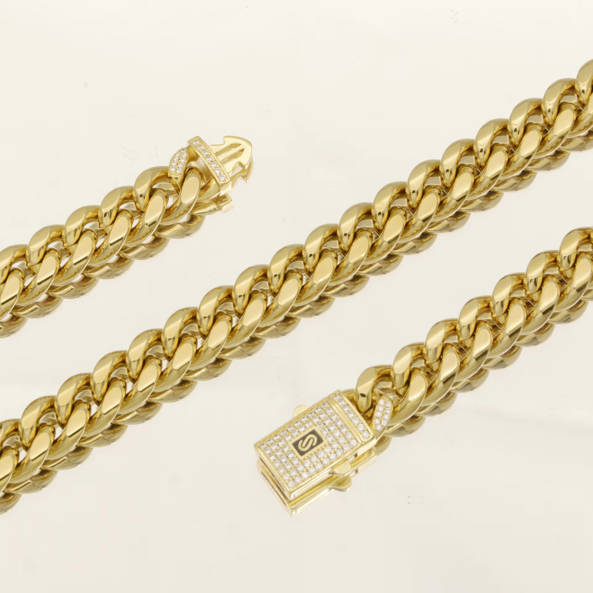 Hip Hop Jewelry for Men 6-12mm Gold Plated Stainless Steel Necklace with Pearl Gift Big Cuban k Chains