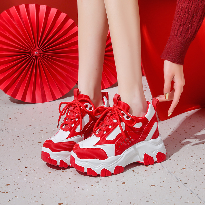 7CM New Women High Top Sneakers Height Increasing Platform Casual Dad Shoes Spring Thick Sole Breathable Sport Shoes Woman Fashion Casual Shoes Platfo