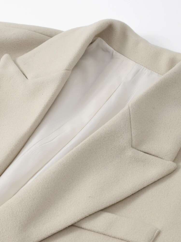 Tassel Apricot Women's Coat Elegant Autumn Long Sleeve Lapel Female Coats 2024 Winter Fashion Streetwear Pocket Lady Overcoats