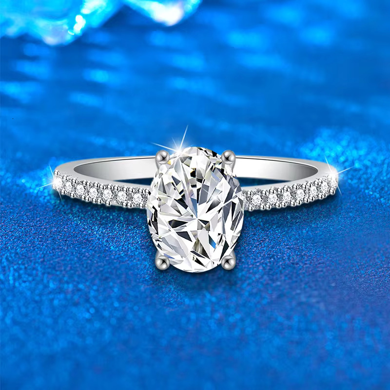 Oval Cut Moissanite Ring S Sterg Sliver Plated Wedding Engagement Rings for Women