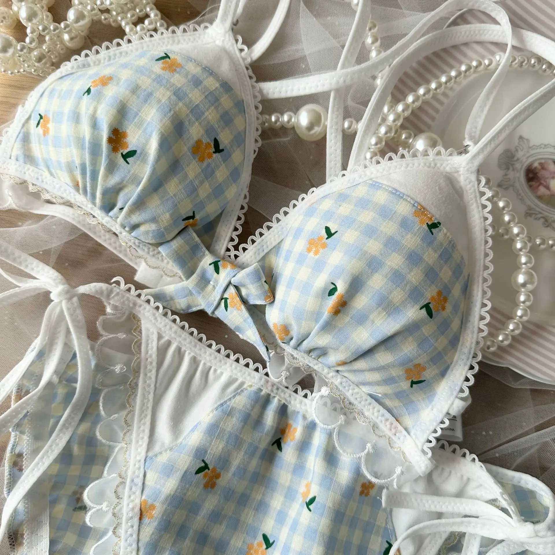 Cute bra and panty set seamless fresh lingerie briefs sweet lolita big show small chest soft girl brassiere cutton my melodyXJ250301
