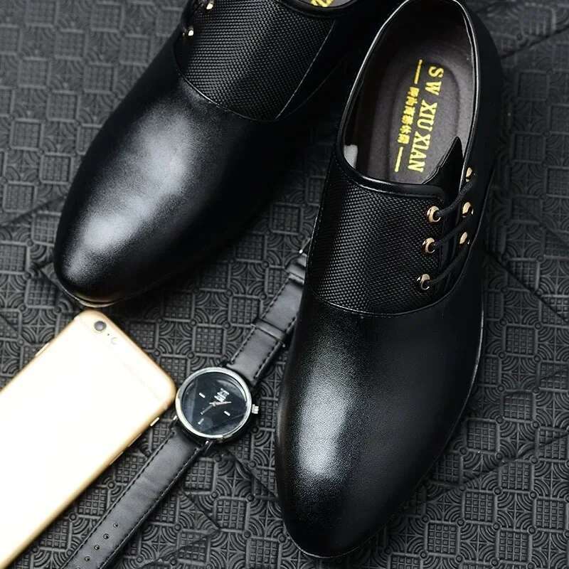 Formal Lace Up Oxford Casual Business Black Leather Men Wedding Party Office Work Shoes