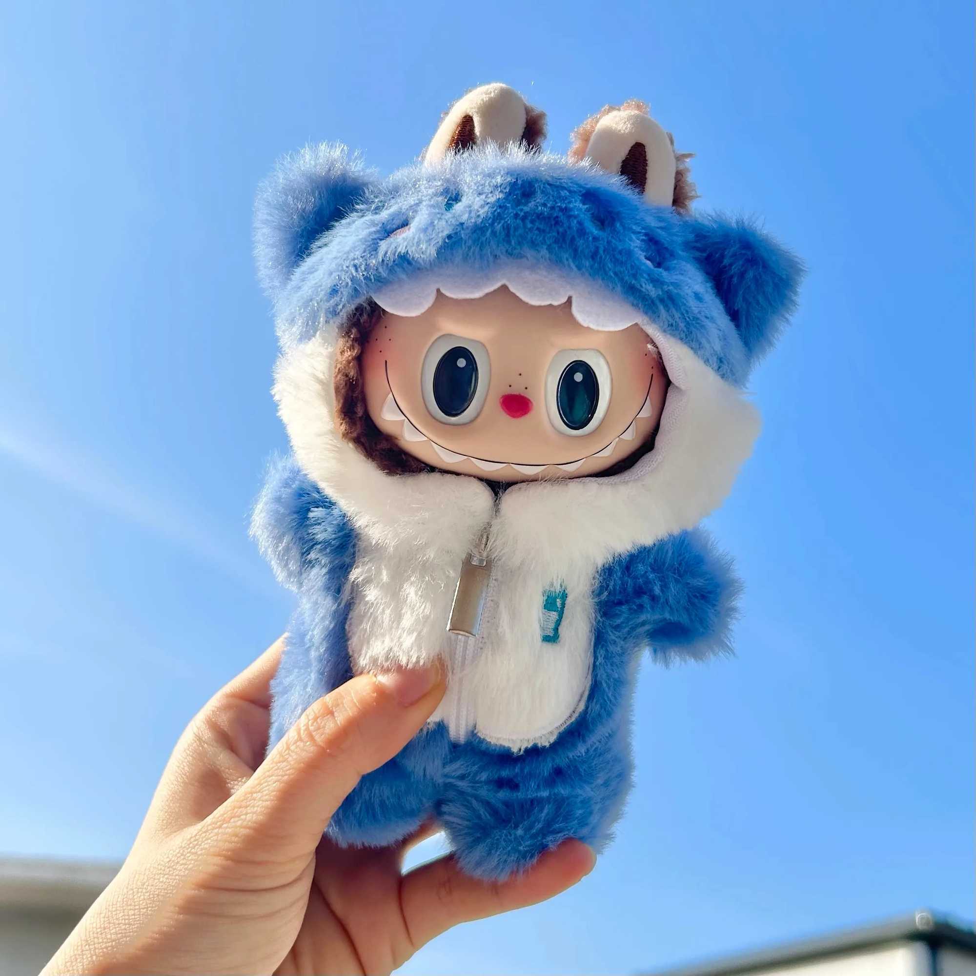 17cm Cute Mini Plush DollS Clothes Outfit Accessories for Korea Kpop Labubu Idol Dolls Shark Onesie Clothing DIY Girl Gift W250301