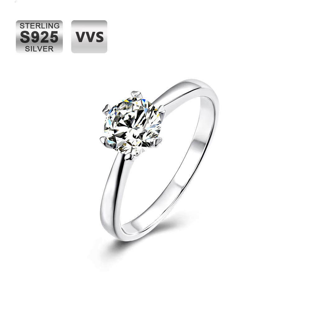KRKC Wedding Rings Jewelry Women Real Sier VVS Moissanite 1 Ct Lab Grown Eternity Dia Engagement Ring