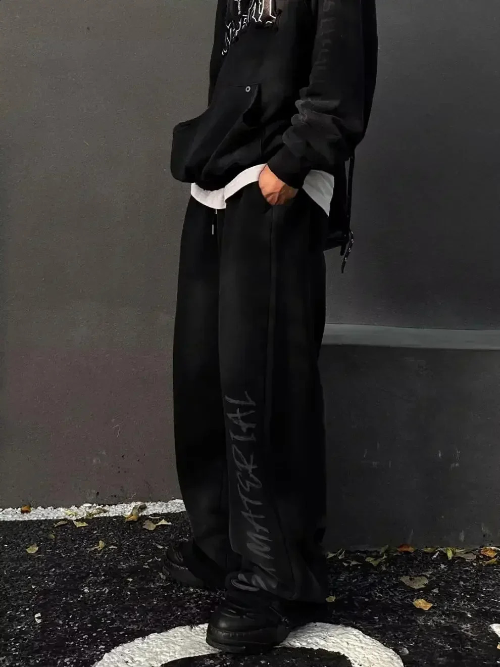 American Retro High Street Hip-hop Mens Wide Leg Pants Autumn Korean Fashion Loose Casual Pants and Hoodie Y2k Streetwear 250225