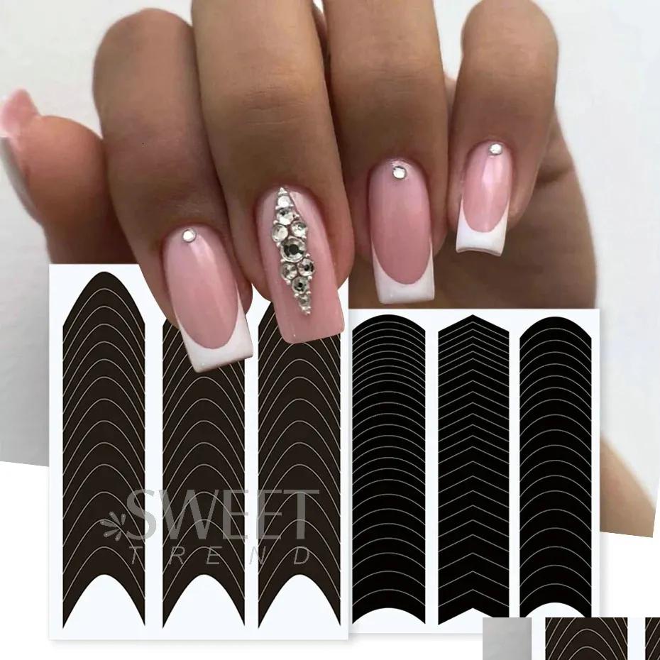 Stickers & Decals French Strip E Nail Art Form Fringe Tip Guides Wavy Oblique Spray Template Creative Stencil Diy Manicure Tools De Dhhlx