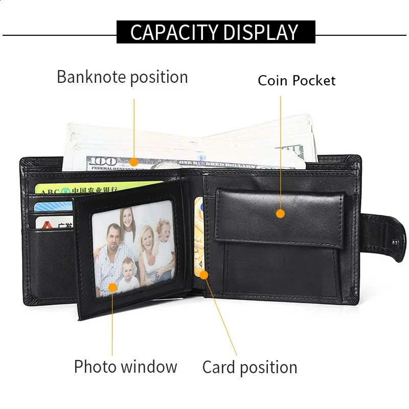 Rfid Blocking Genuine Leather Wallet for Men with Coin Pocket USD Wallet for Men Genuine Leather Wallet for Men 250228