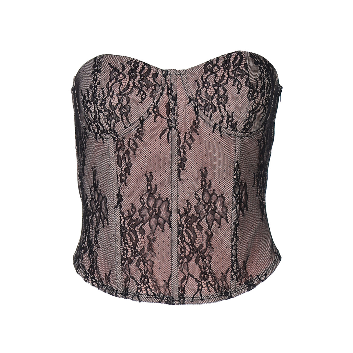 Women's Clothing 20224 Winter New Product Sexy Lace Fishbone Slim Fit Backless Waist Cinched Strapless Top