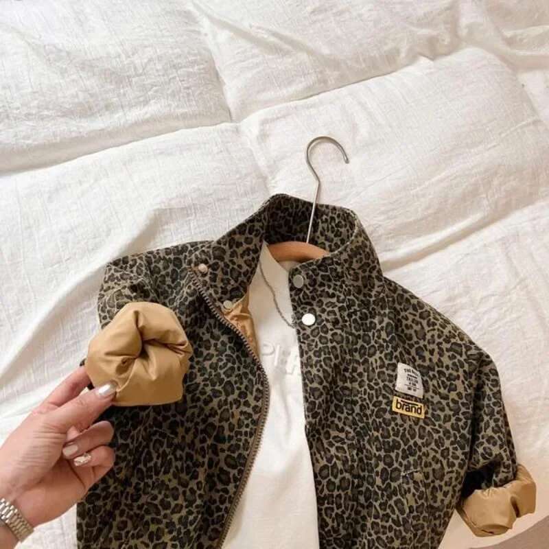 Ddmyshoesvip Children Spring Autumn Boy New Fashionable Coat Leopard Print Jacket Korean Style Girl Casual Simple Shirt Cool