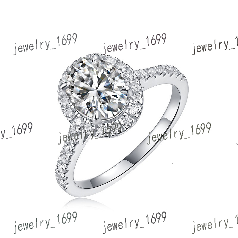 Customized 1CT S925 Sterling Silver Mossanite Jewelry Ring for Women Fixed Size Plated 18K Platinum Wedding Ring Luxury Jewelry