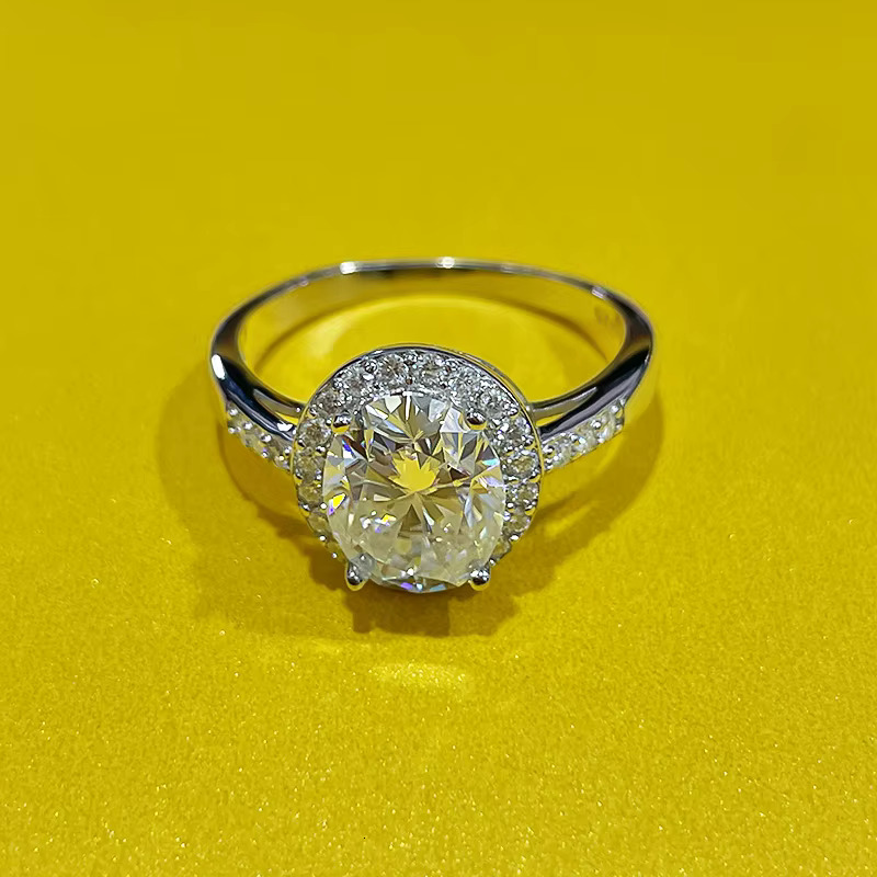 Luxury Pigeon Egg Full Moissanite 3CT VVS D Color 925 Sterling Silver Moissanite Women Engagement Wedding Ring