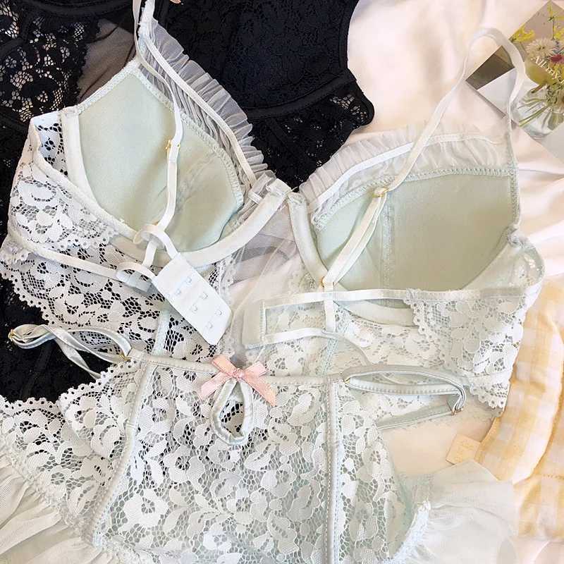Sexy lace hollowed out one-piece bodysuit private thin section soft steel ring beauty back bra micro shaping lingerieXJ250301